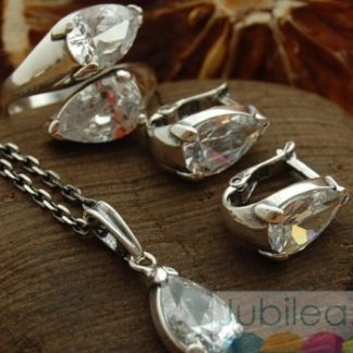 Srebrny komplet z kryształami Swarovskiego BARBARA