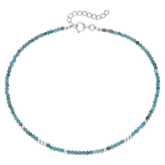 Srebrna bransoletka na kostkę z błękitnym apatytem