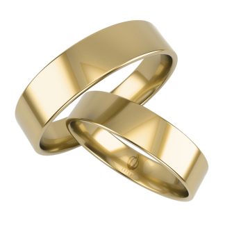 Obrączki ślubne klasyczne płaskie, 5mm z żółtego złota (para) ŁK-13Z-EXTRA light