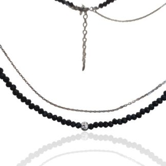 Naszyjnik srebrny z czarnymi spinelami
