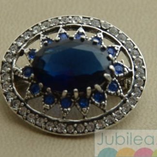 LIRIA - srebrna brosza z szafirami i kryształkami
