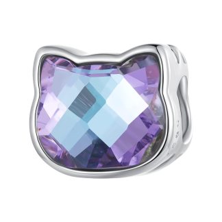 Srebrny charms kryształowy kotek srebro 925 beads koralik