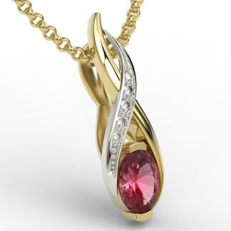 Wisiorek z żółtego i białego złota z rubinem i brylantami APW-69ZB