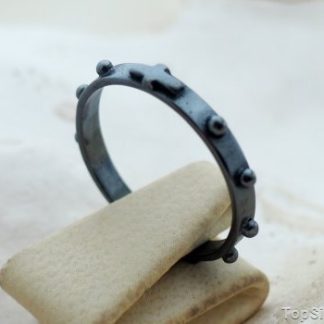 CZARNY RÓŻANIEC - srebrna obrączka dziesiątka