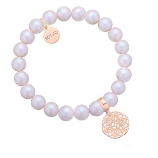 Perłowa bransoletka z pereł SWAROVSKI® CRYSTAL z rozetką z różowego złota