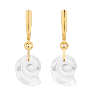 Złote kolczyki z muszelkami  SWAROVSKI® CRYSTAL