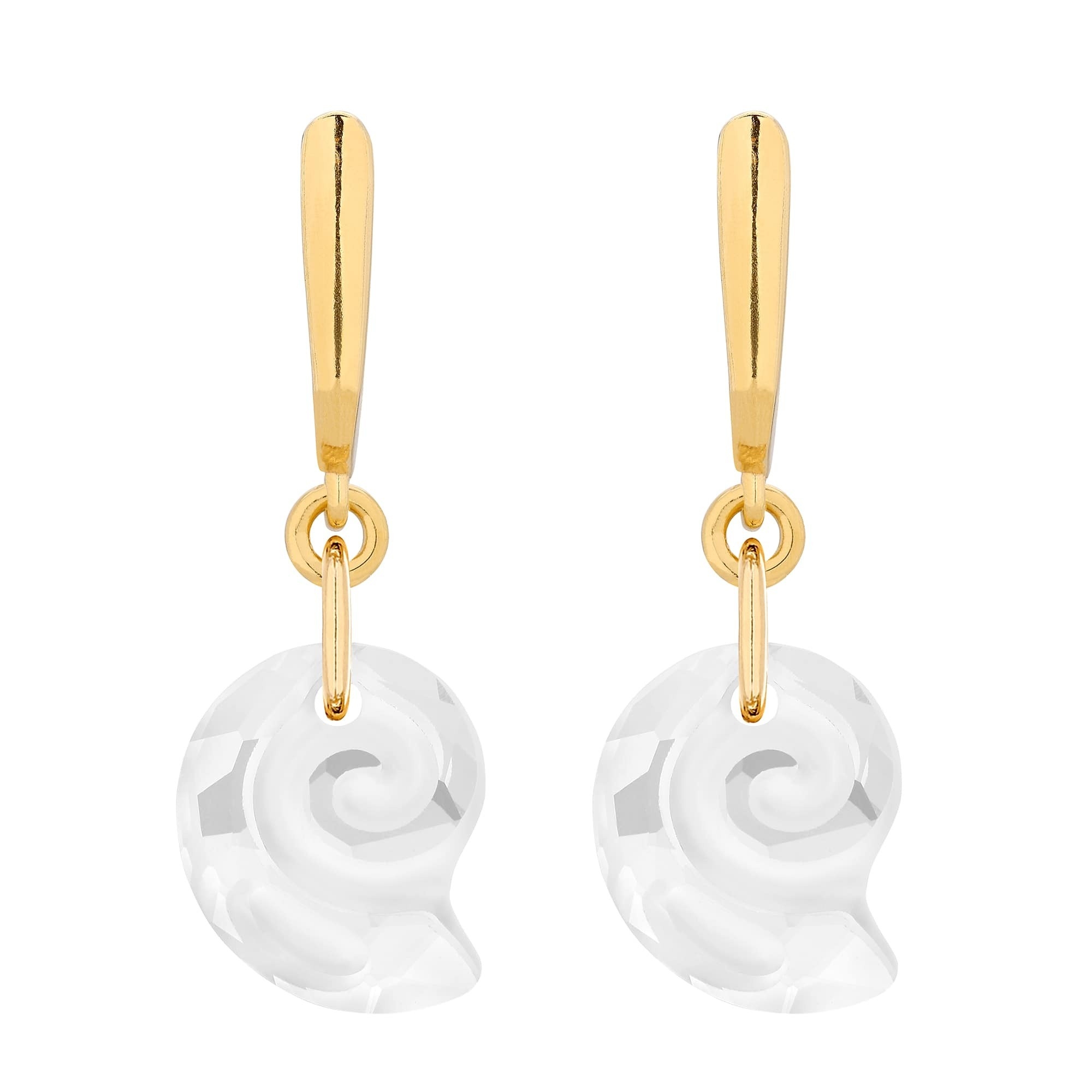 Złote kolczyki z muszelkami SWAROVSKI® CRYSTAL