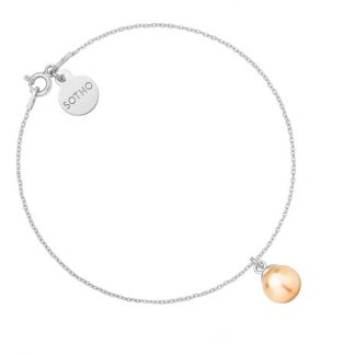 Srebrna bransoletka łososiową perłą SWAROVSKI® CRYSTAL
