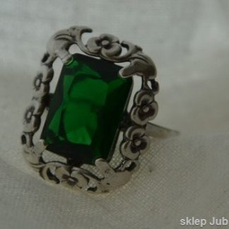 Pierścionek srebrny ze szmaragdem BRAZYLIA