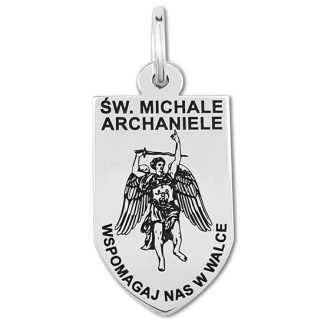 Medalik ze srebra w formie tarczy dwustronny z wizerunkiem Św. Michała  _03