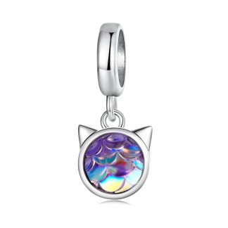 Kotek z opalizującego kryształu srebrna zawieszka charms srebro 925