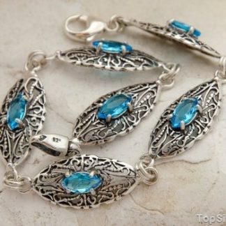 PORTO - srebrna bransoletka z akwamarynem