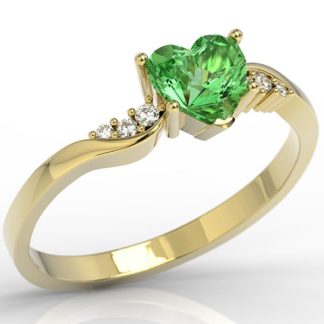 Pierścionek z żółtego złota z topazem Swarovski Green i cyrkoniami LP-70Z