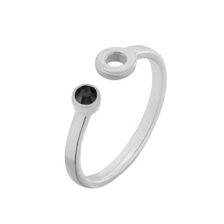 Srebrny pierścionek z karmą i kryształkiem Jet SWAROVSKI® CRYSTAL
