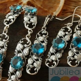 Srebrny komplet z akwamarynem SANNAKURA