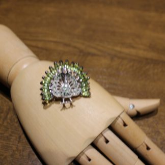 Broszka oliwiny szafir paw 925 srebro