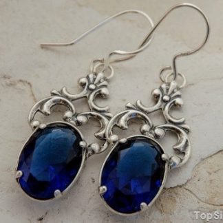 DOMINGO - srebrne kolczyki z szafirem