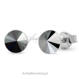 Kolczyki srebrne swarovski candy studs w kolorze jet hematite.