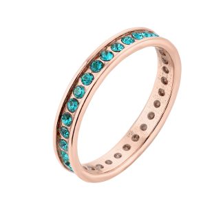 Obrączka z różowego złota z turkusowymi kryształami Preciosa : pierścionki - 18