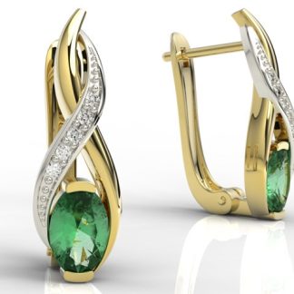 Kolczyki z żółtego i białego złota ze szmaragdami i brylantami APK-69ZB