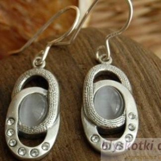 VESPA - srebrne kolczyki z kocim okiem i kryształkami