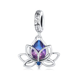 Kwiat lotosu srebrny charms zawieszka beads do bransoletki
