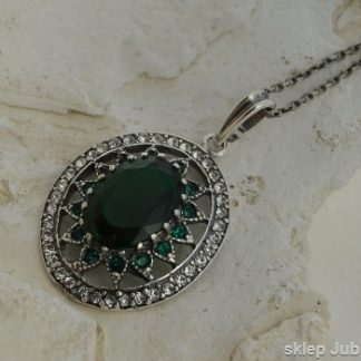 ANTONINA - srebrny wisior szmaragdy z kryształ