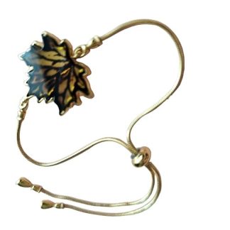 Bransoletka srebrna pozłacana z bursztynem  liść klonu