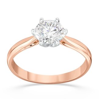 Pierścionek z brylantem certyfikowanym 0,90ct F/VVS1 z różowego i białego złota AP-6690PB