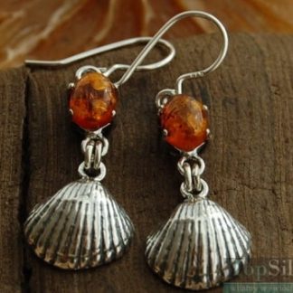 NAD MORZEM - srebrne kolczyki z bursztynem