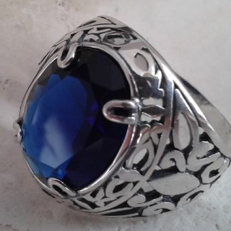 LEON - srebrny pierscień, sygnet z szafirem
