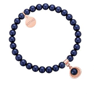 Bransoletka z pereł SWAROVSKI® CRYSTAL w kolorze Night Blue z muszelką