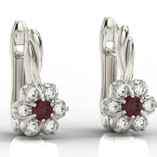 Kolczyki z białego złota z granatem i cyrkoniami APK-68B-C