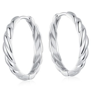 Srebrne kolczyki falowane koła zatrzaski srebro 925 rozmiar L