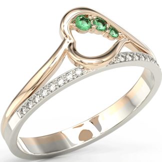 Pierścionek z różowego i białego złota ze szmaragdami i brylantami BP-83PB