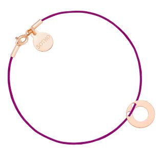 Fioletowa sznurkowa bransoletka z karmą z różowego złota