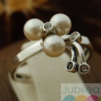 LEGACY - srebrny pierścionek perły i kryształy