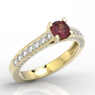 Pierścionek z żółtego złota z rubinem i brylantami 0,42 ct wzór LP-50Z-R