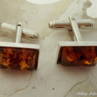 BURSZTYN - srebrne spinki do mankietów