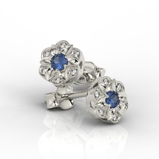 Kolczyki z białego złota z szafirami i brylantami JPK-87B