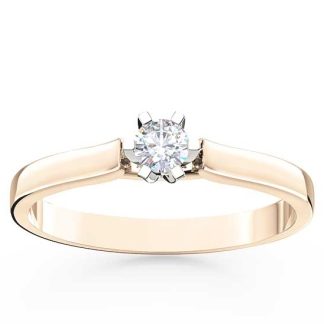 Pierścionek zaręczynowy z różowego i białego złota z brylantem LP-8016PB