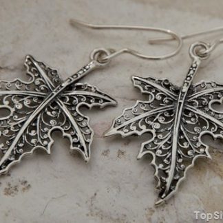 AŻUROWY LIŚĆ KLONU - srebrne kolczyki