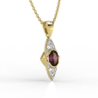 Wisiorek z żółtego złota z granatem i diamentami 0,06 ct wzór APWm-80Z-R