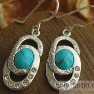 SARDYNIA - srebrne kolczyki z turkusem i kryształkami