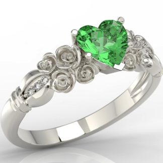 Pierścionek z białego złota z topazem Swarovski Rainforest i diamentami AP-52B