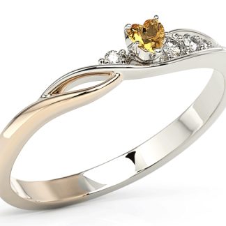 Pierścionek z białego i różowego złota z topazem Swarovski Honey i cyrkoniami BP-81BP-TOP-HON/C