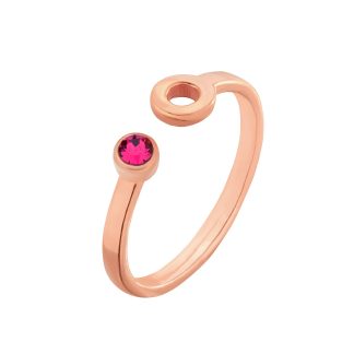 Pierścionek z różowego złota z karmą i kryształkiem Fuchsia SWAROVSKI® CRYSTAL