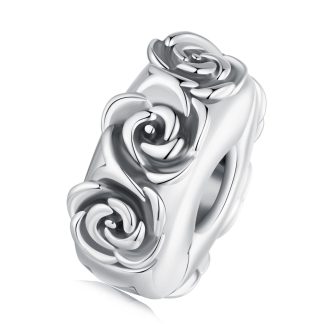 Spinka vintage z kwiatami srebrny charms klips