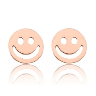 Kolczyki z różowego złota z uśmiechem