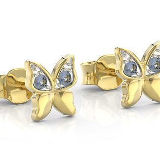 Kolczyki z żółtego złota z niebieskimi cyrkoniami BPK-88Z-R-C